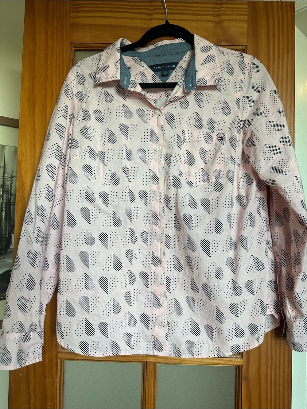 Tommy Hilfiger women’s Pink heart Patterned Button-Up Shirt